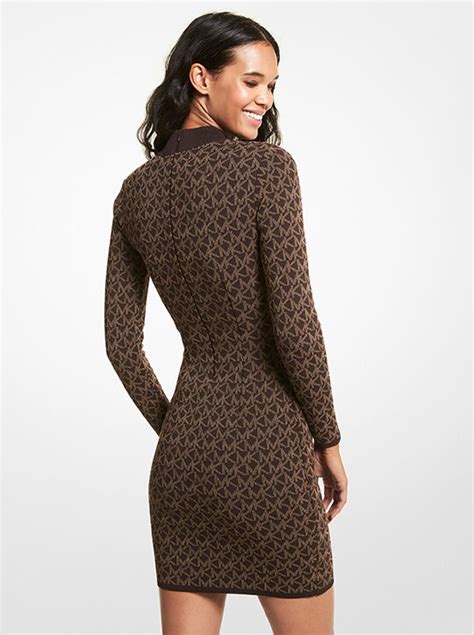 michael michael kors logo jacquard mock neck dress|Logo Jacquard Mock Neck Sweater Dress .